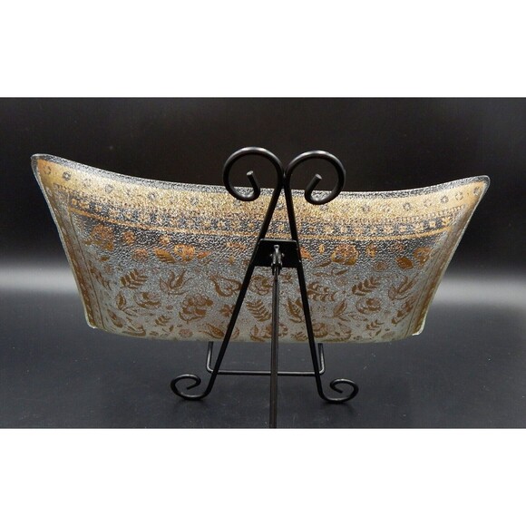 Georges Briard Persian Garden Bent Edge Gold Serving Tray Plate 11 Inch MCM - Picture 2 of 9